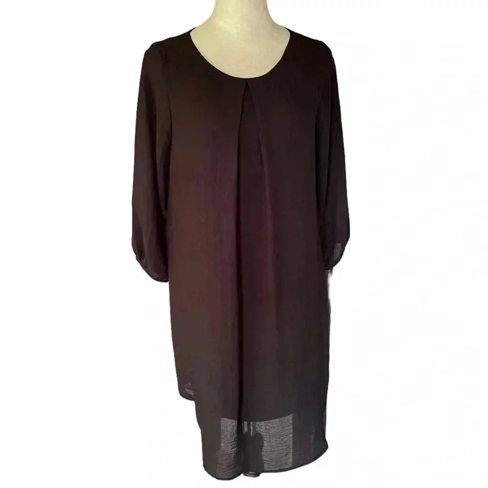 H&M A-Line Flowy Balloon 3/4 Sleeves Mini‎ Black Dress Women Size 8